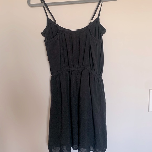 Black Summer Mini Dress with Ruffled Neck - Picture 6 of 6